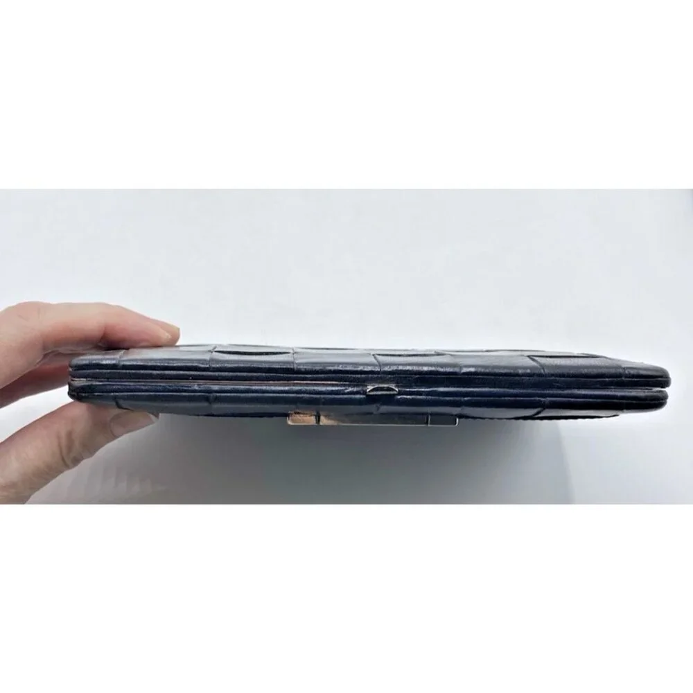 Brighton Black Leather Small Organizer Checkbook Bag Wallet Clutch 7.5 x 4.5”